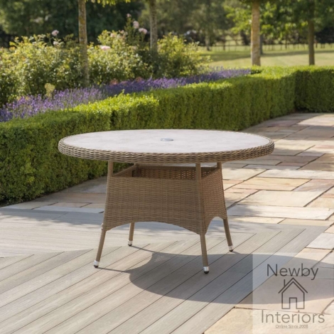 WIN-T-150-CG - Maze  Winchester 6 Seat Round Rattan Dining Table  Ceramic Glass (Table Only)