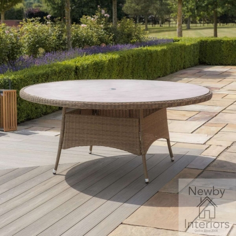 WIN-T-180-CG - Maze Winchester Garden Rattan 8 Seat Round Dining Table Ceramic Glass Top
