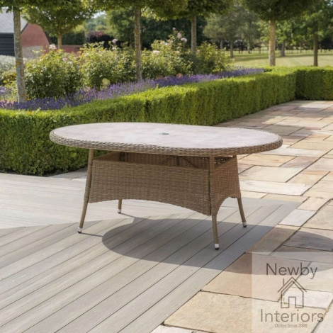 WIN-T-1812-CG - Maze  Winchester 6 Seat Oval Rattan Dining Table  Ceramic Glass (Table Only)