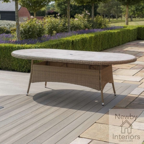 WIN-T-2312-CG - Maze  Winchester 8 Seat Oval Rattan Dining Table  Ceramic Glass (Table Only)