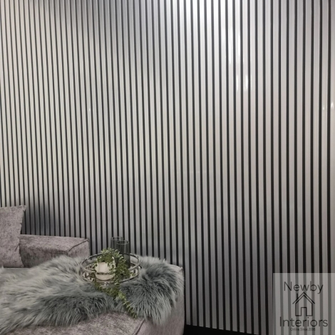 10-WALLPANEL-CHRMEBLK - WPC Chrome Black Wood Effect Slatted Wall Panels 2350x2100 (Pack of 14)