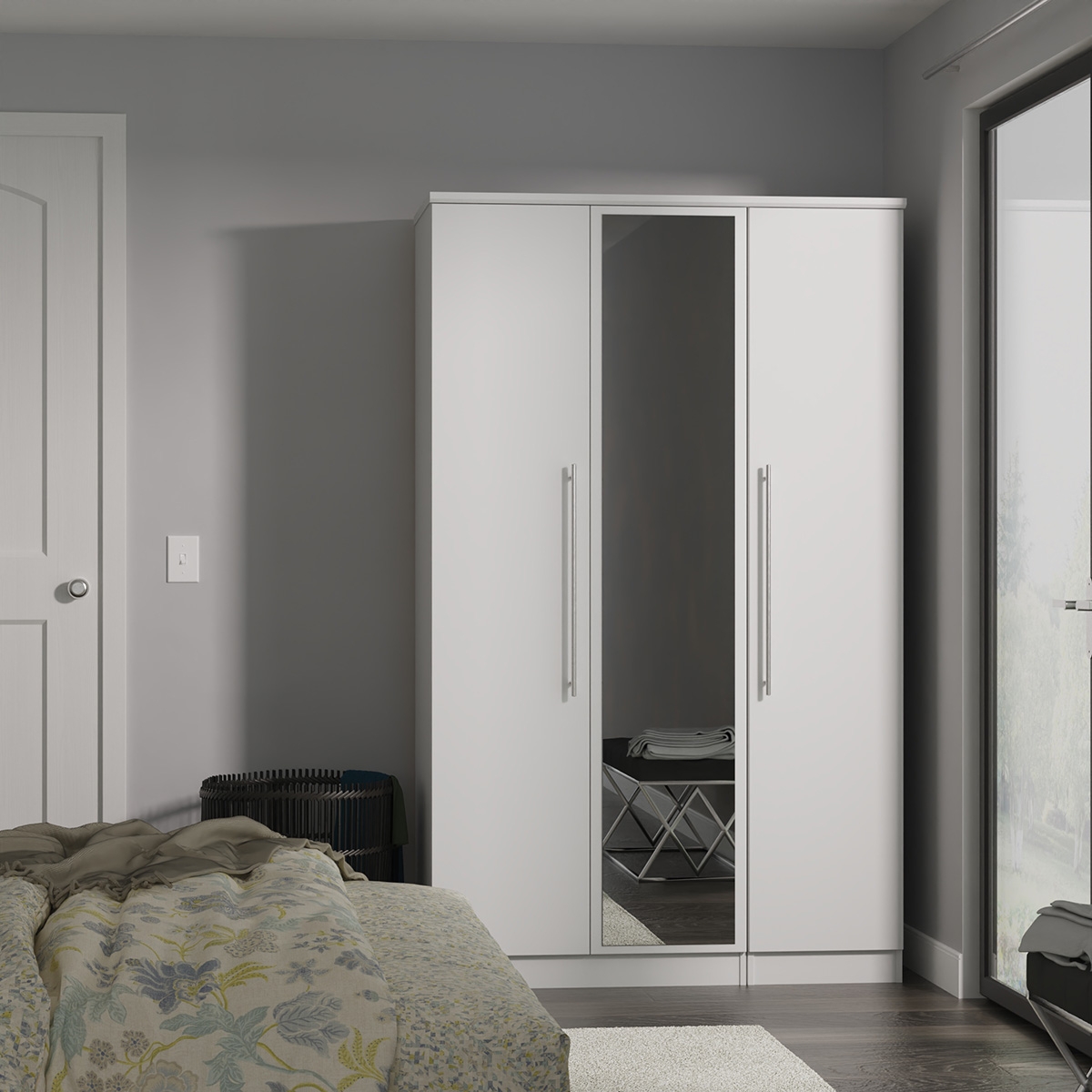 Mirror Robe Sherwood - 3 Door Mirror Robe - Grey Matt Finish