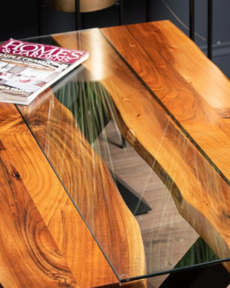 Live edge metal coffee on sale table leg 30102
