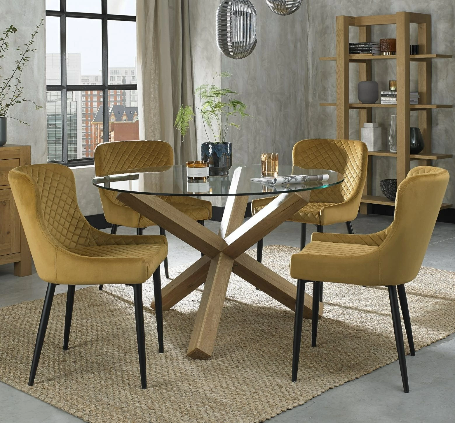 Light oak round store dining table