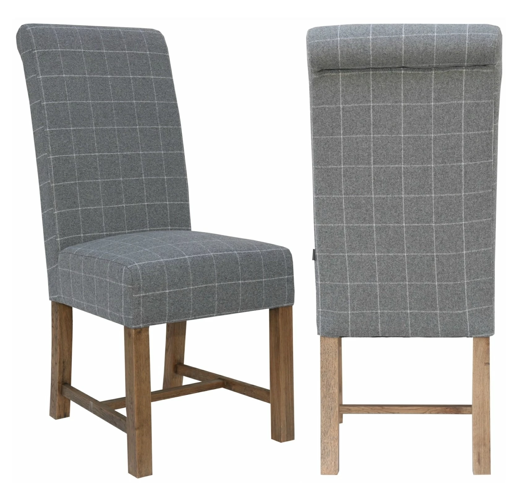 Grey check dining chairs discount
