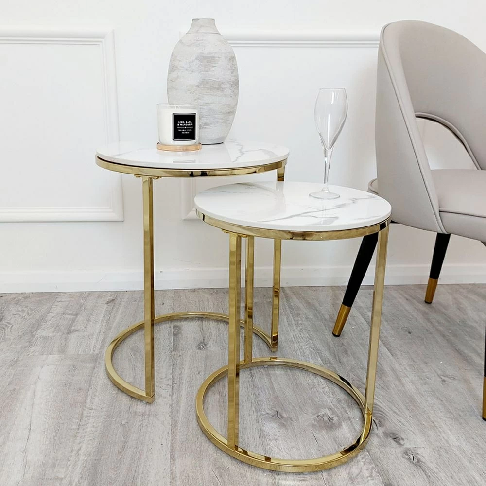 Stone top shop end tables