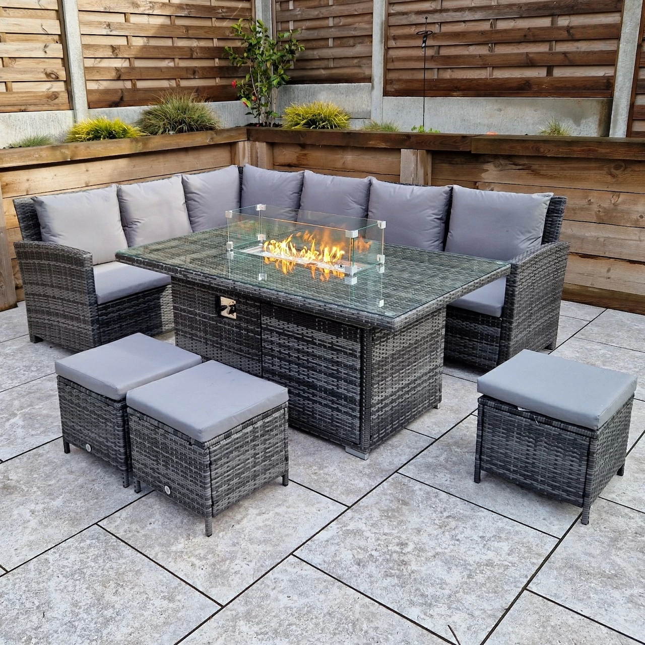 High top fire store pit dining table