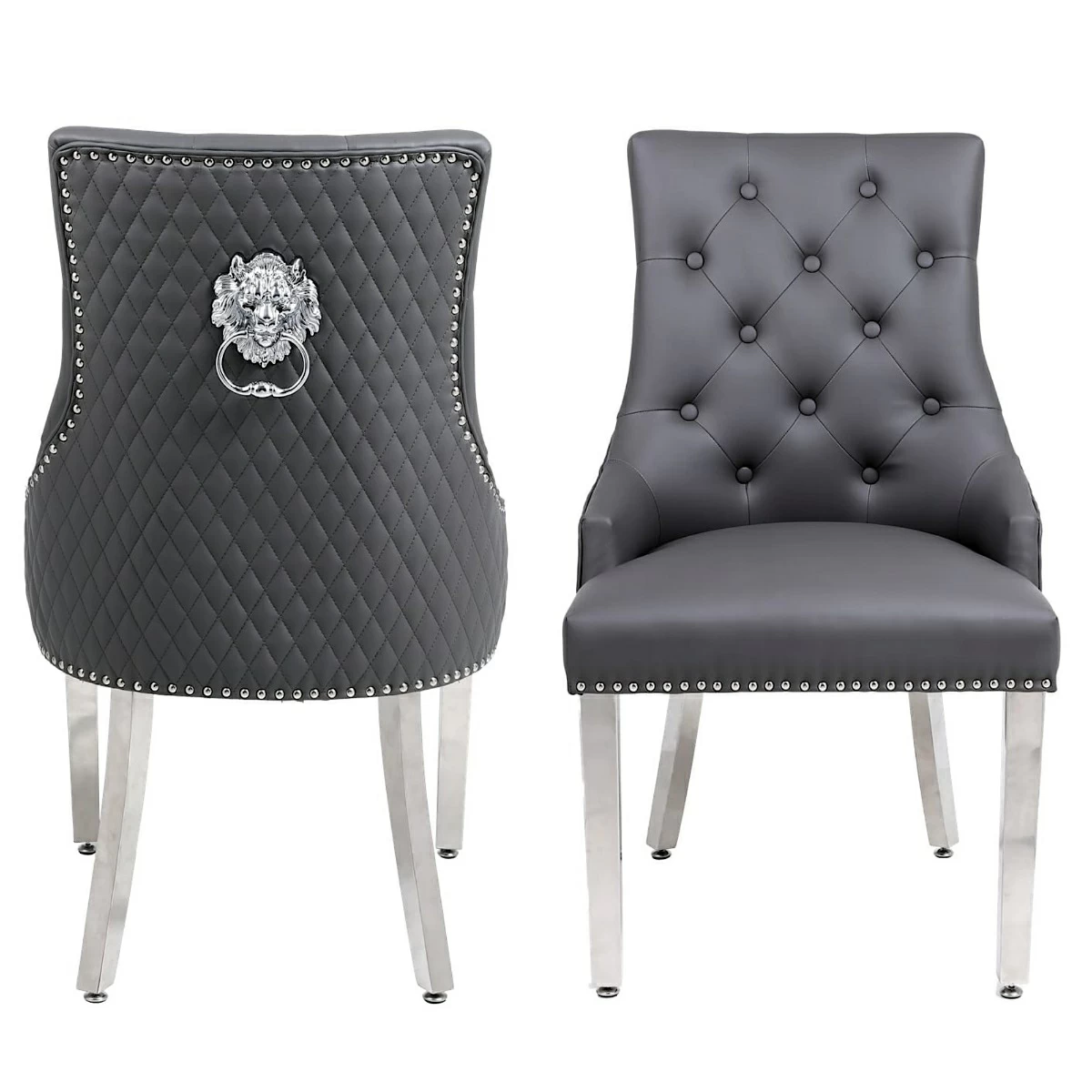Leather knocker sales back dining chairs