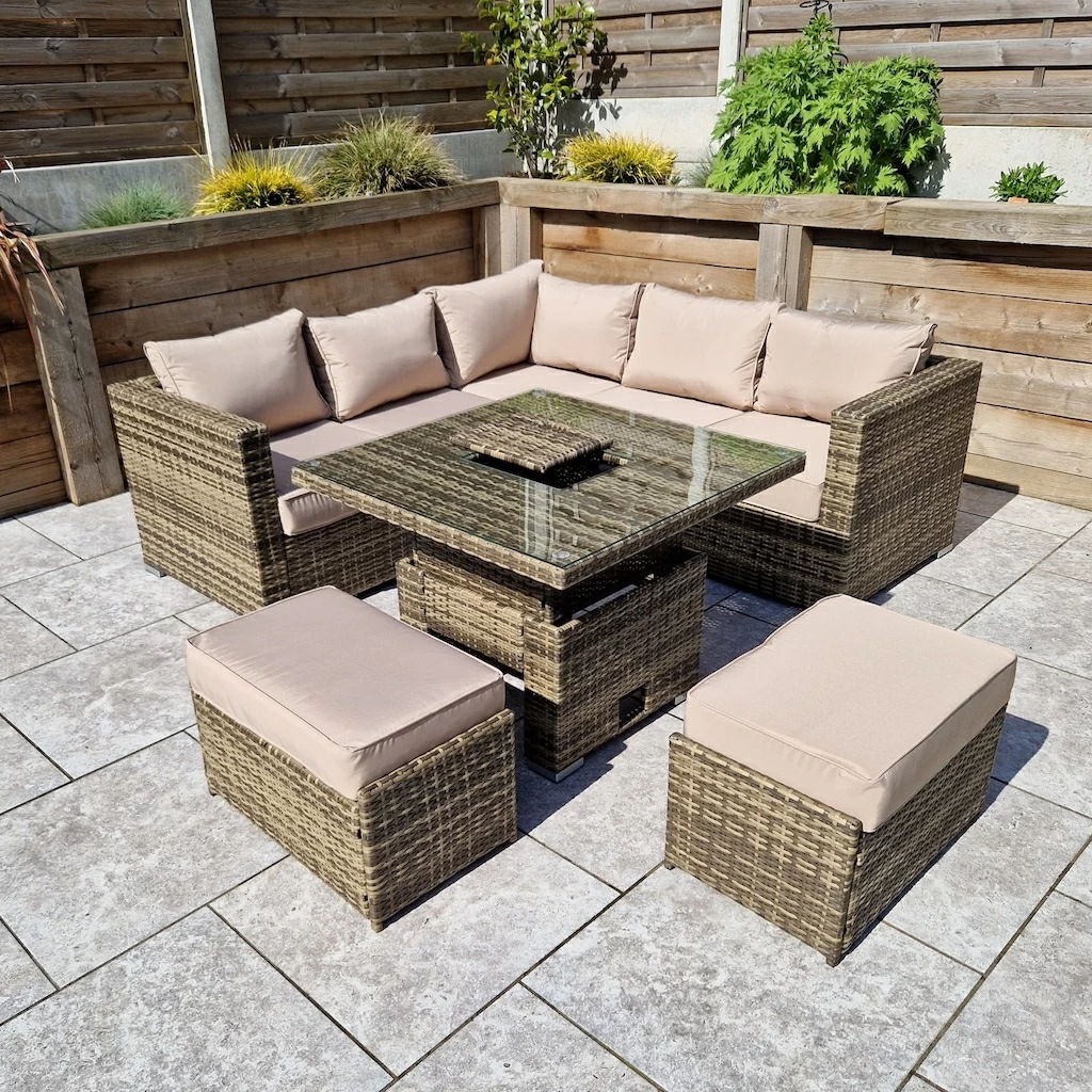 Georgia Outdoor Brown Compact Corner Sofa and Lift Up