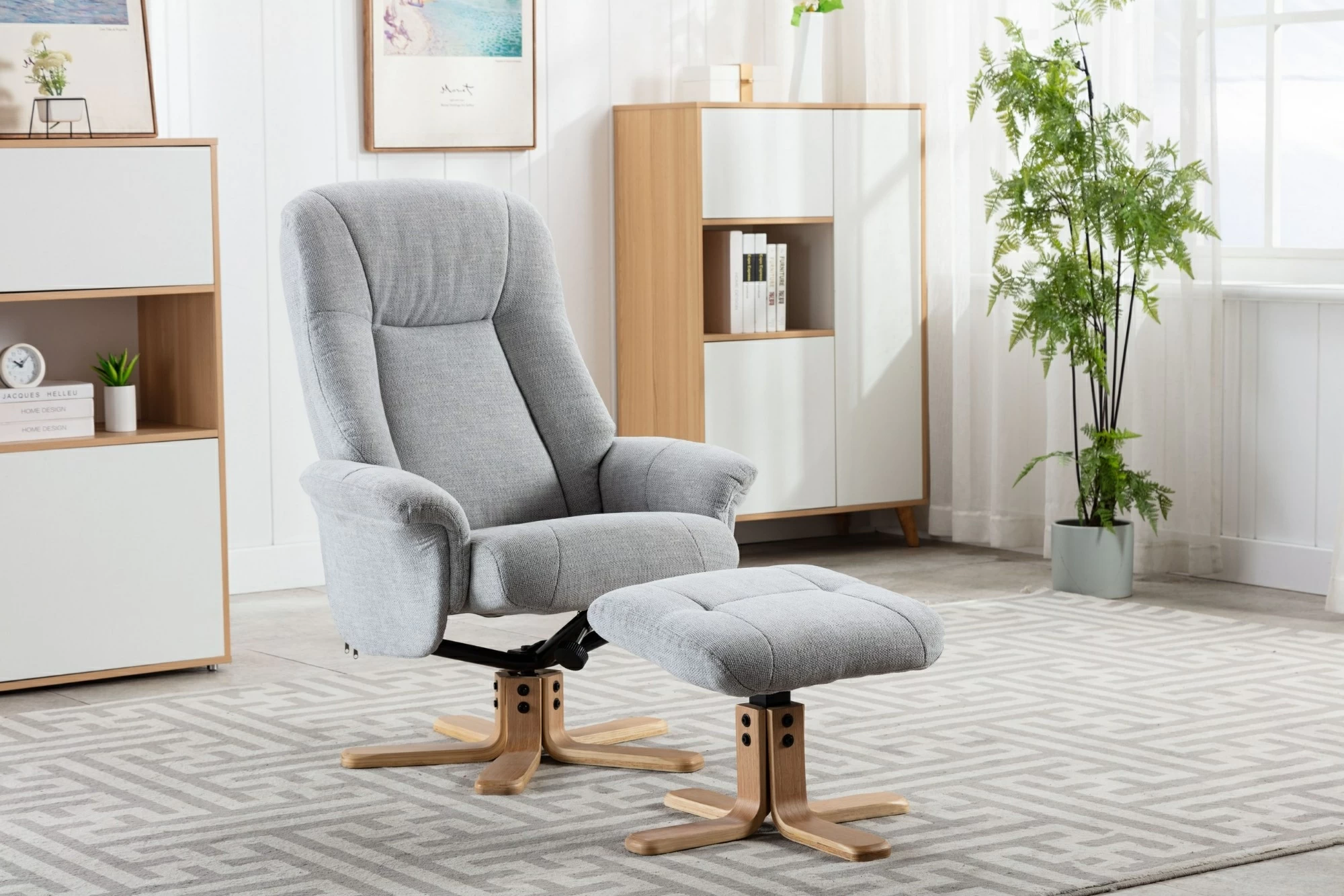 GFA Hawaii Lille Cloud Fabric Swivel Recliner Chair and Stool Up To 40 Sales Now On