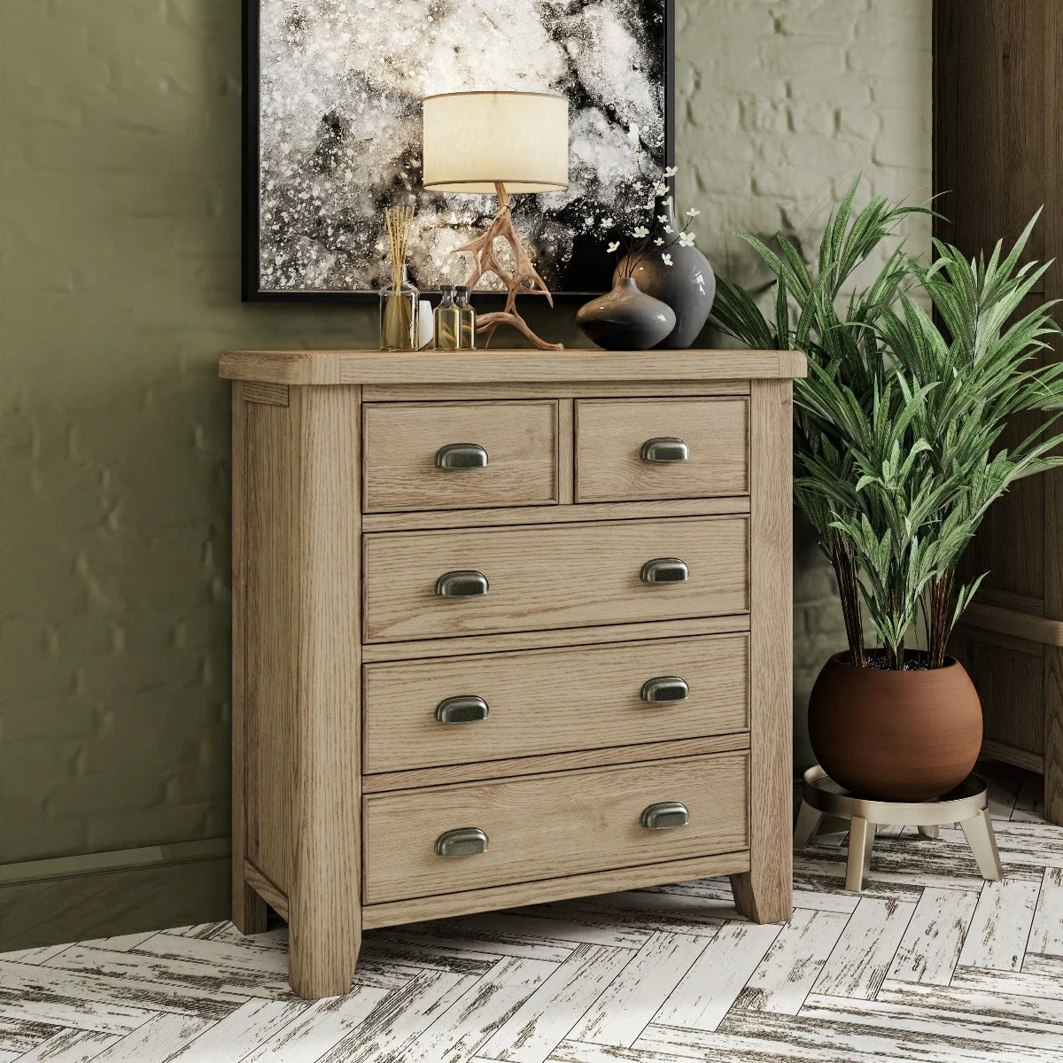 Hoxley Smoked Oak 2 Over 3 Chest of Drawers