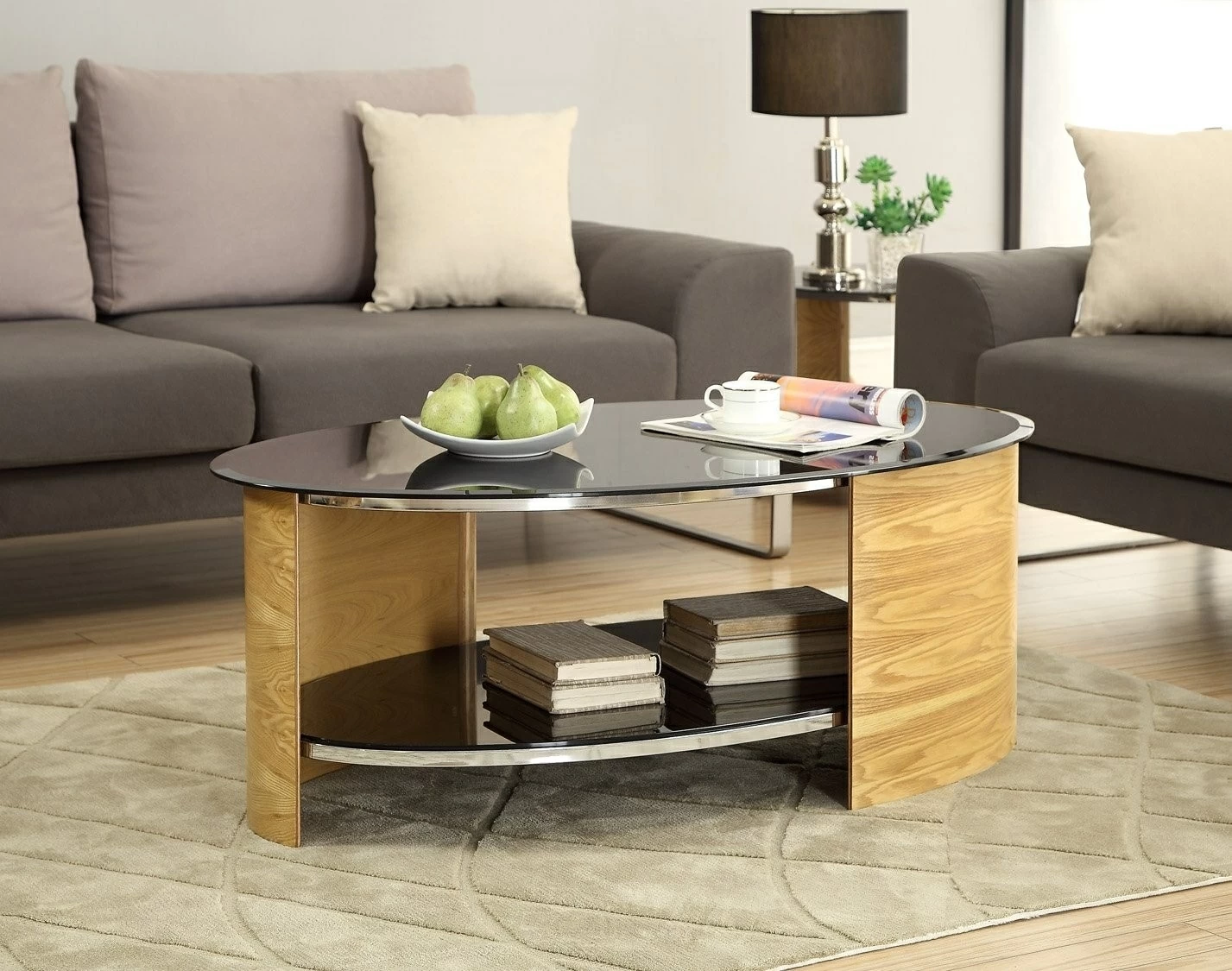 Curved oak coffee table hot sale