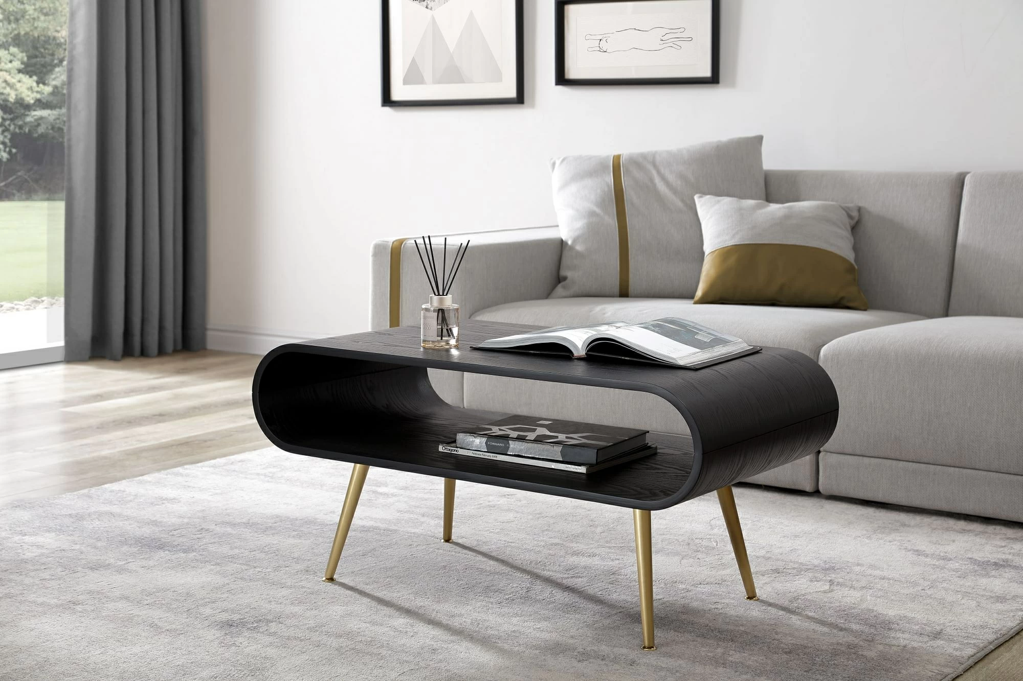 Black and online brass coffee table
