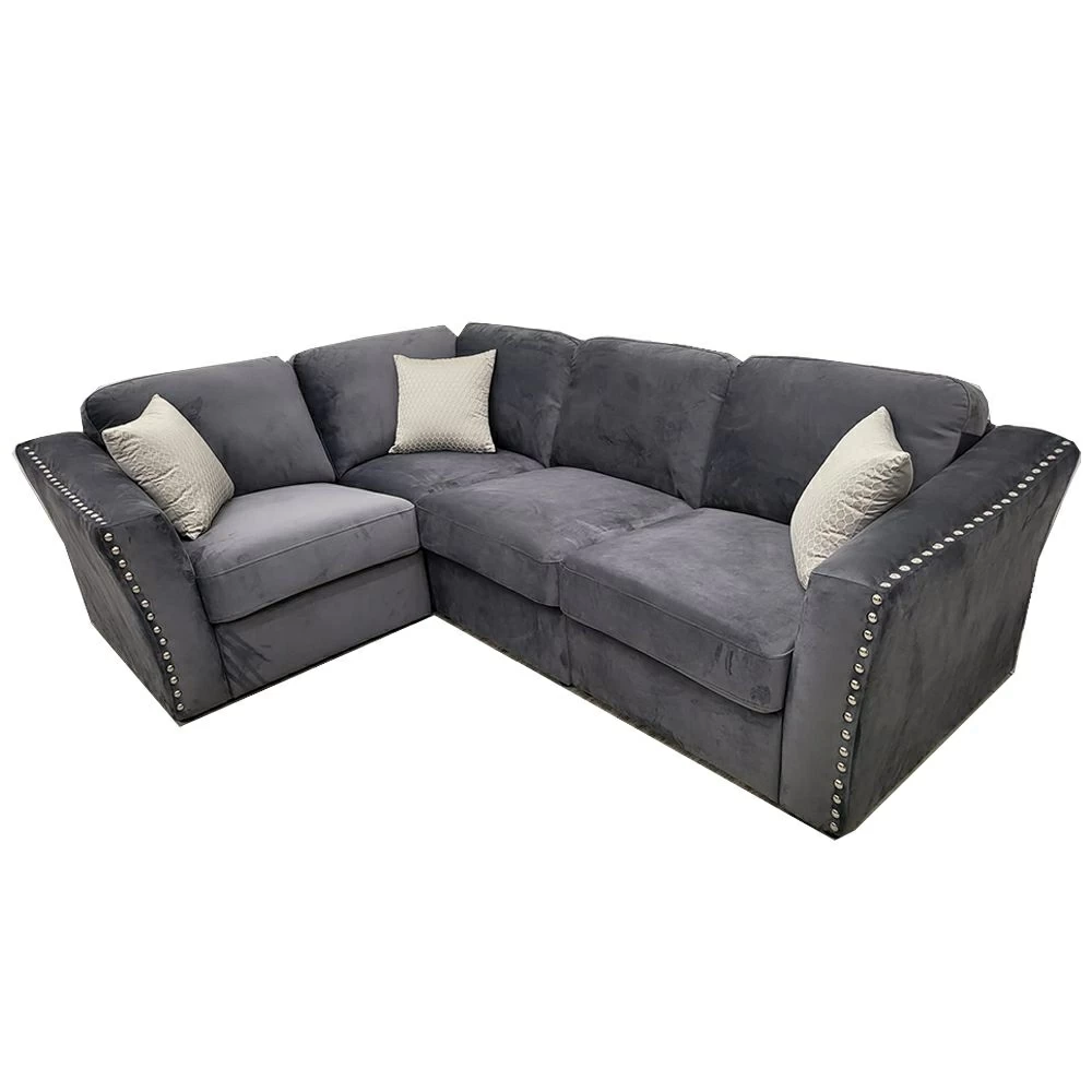 Gray sofa outlet with silver studs