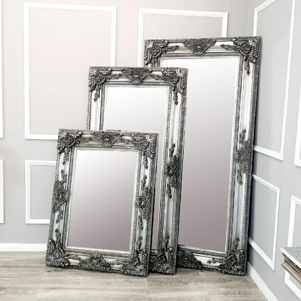 Roma Bevel Rectangular Antique Mirror Ornate Design 90cm x 175cm