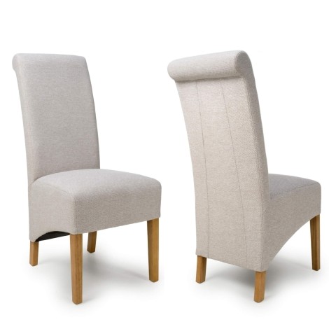 Pair Of - Krista - Natural Weave - Roll Back Dining Chairs