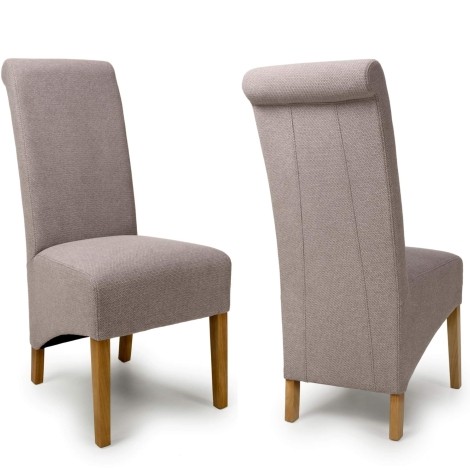 Pair Of - Krista - Mocha Weave - Roll Back Dining Chairs