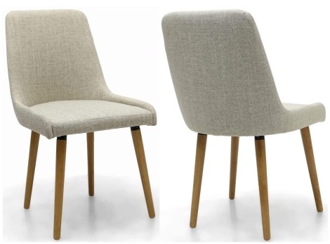 Pair Of - Capri - Natural Linen Fabric - Dining Chairs