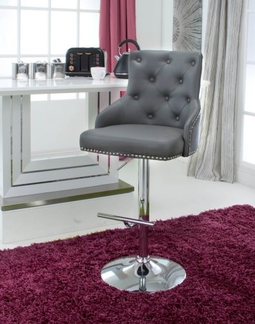 Rocco Grey Leather Effect Bar Stool