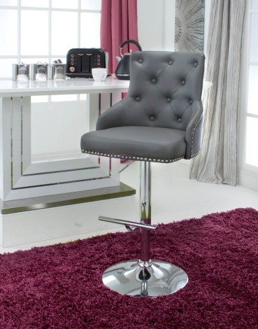 Romeo Leather Match Graphite Grey Bar Stool