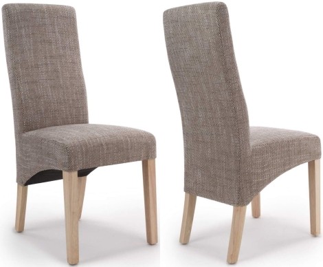 Pair Of - Baxter Wave Back - Oatmeal Tweed - Dining Chairs