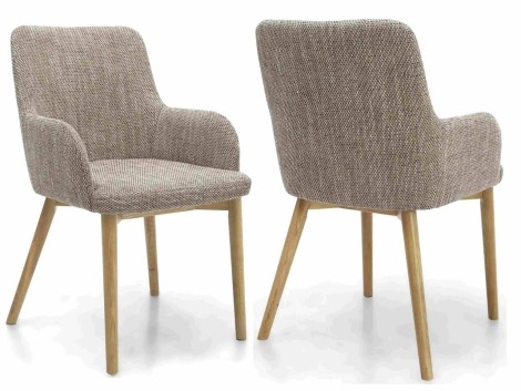 Sidcup - 2x Brown Oatmeal Tweed Dining Chairs