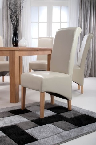 Pair Of - Krista - Cream - Bonded Leather - Roll Back - Dining Chairs