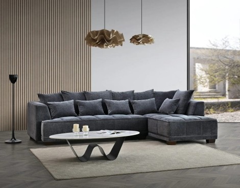 Aluxo Gramercy - Steel Boucle Fabric - Corner Sofa