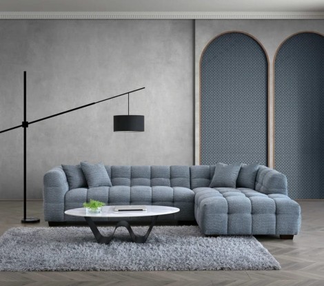 Aluxo Tribeca - Iron Boucle Fabric Upholstered - Corner Sofa