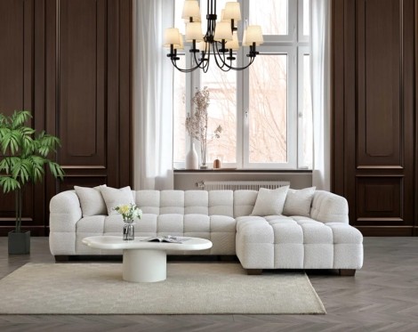 Aluxo Tribeca - Oatmeal Boucle Fabric Upholstered - Corner Sofa