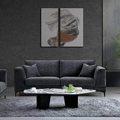 Lenox Steel Velvet 3 Seater Sofa