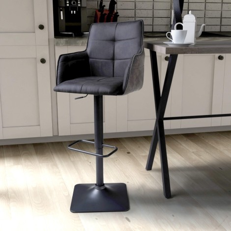 Pair Of - Orion Dark Grey 2 Tone - Suede - Iron Base - Bar Stools