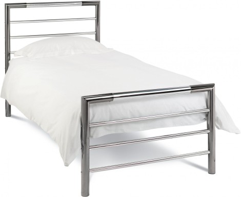 Urban Shiny Nickel & Black Nickel Bedstead (Single 90cm)