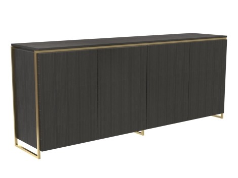 Frederico - Black Stained Oak With Brass Frame - Four Door Sideboard