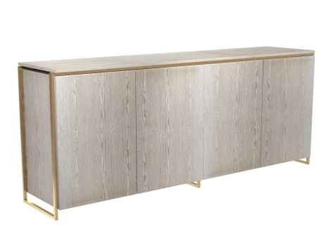 Frederico - Weather Oak With Brass Frame - Four Door Sideboard