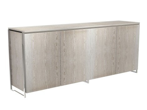 Frederico - Weathered Oak With Polished Chrome Frame - Four Door Sideboard