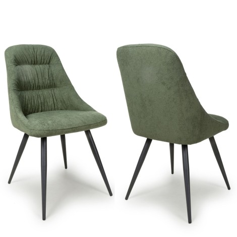Corinth Green Linen Effect Dining Chair (Pair)