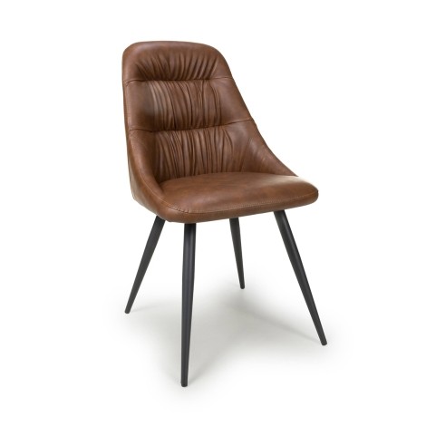 Corinth Tan Leather Effect Dining Chair (Pair)