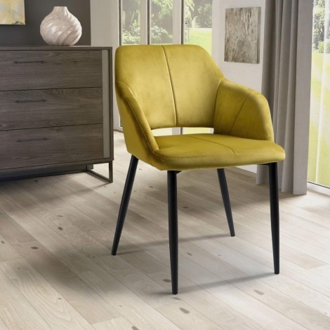 Nero - 2x Lime Green Brushed Velvet Dining Chairs
