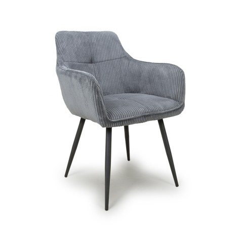 Denver Corduroy Dark Grey Dining Chair (Pair)