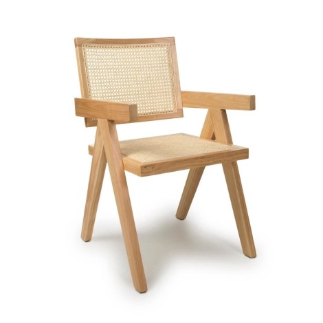 Dublin - 2x Natural Rattan Dining Chairs - Wooden Frame