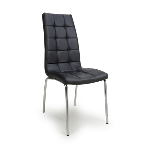 Jenner Leather Effect Black/Chrome Dining Chair (Pair)