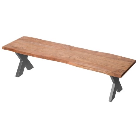 Live Edge Collection - Rectangular - Dining Bench - Cross Metal Leg