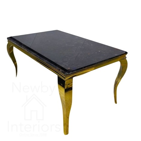 Louis Black Marble & Gold Dining Table (140cm)