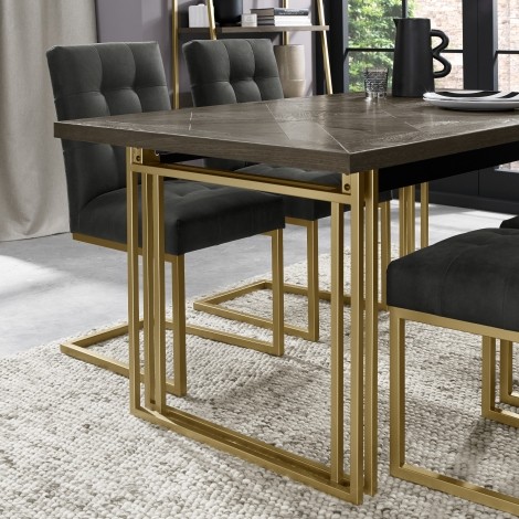 Athena Fumed Oak & Brass 4-6 Extension Dining Table