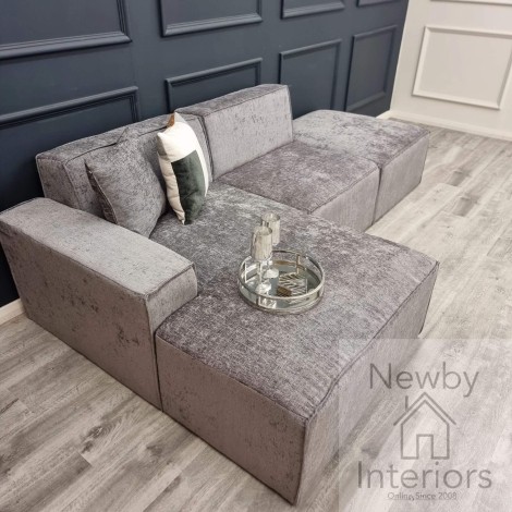 Atlanta Dark Grey Chenille Left Hand Facing Modula Corner Sofa