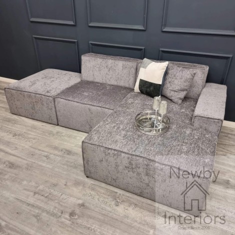 Atlanta Dark Grey Chenille Right Hand Facing Modula Corner Sofa