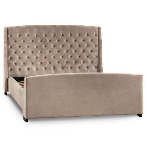 Chelsea Velvet Fabric Upholstered - 5' King Size Bedstead - 150cm - Buttoned & Studded Headboard