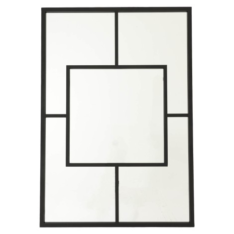 Multi Paned Patterned - Window Wall Mirror - Black Metal Frame