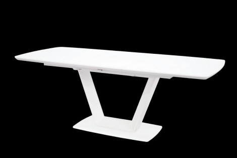 Luminato - White - 120-170cm - Glass Top Dining Table - Matt Pained Frame